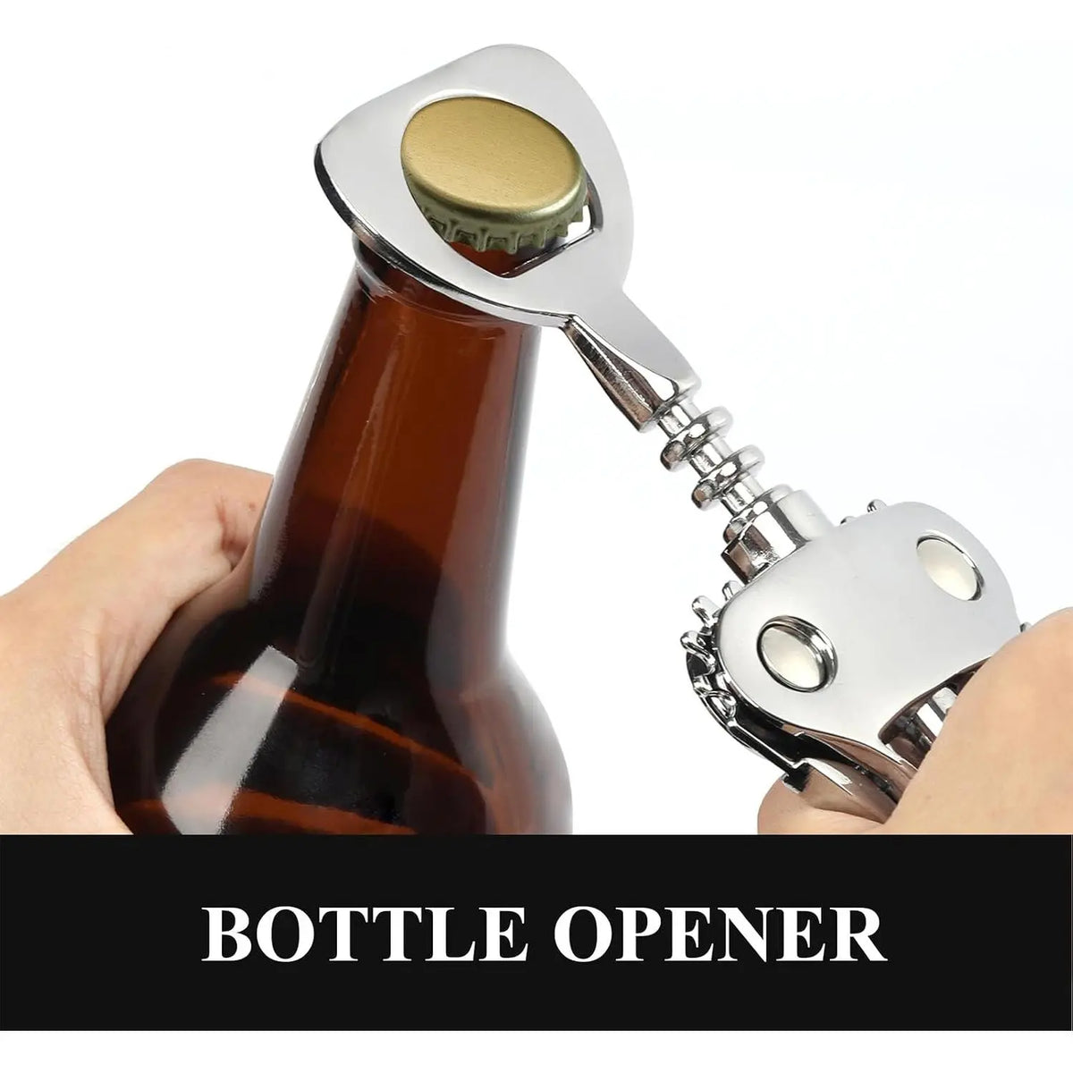 Heavy-Duty Zinc Alloy Wing Corkscrew - Multifunctional Bottle Opener